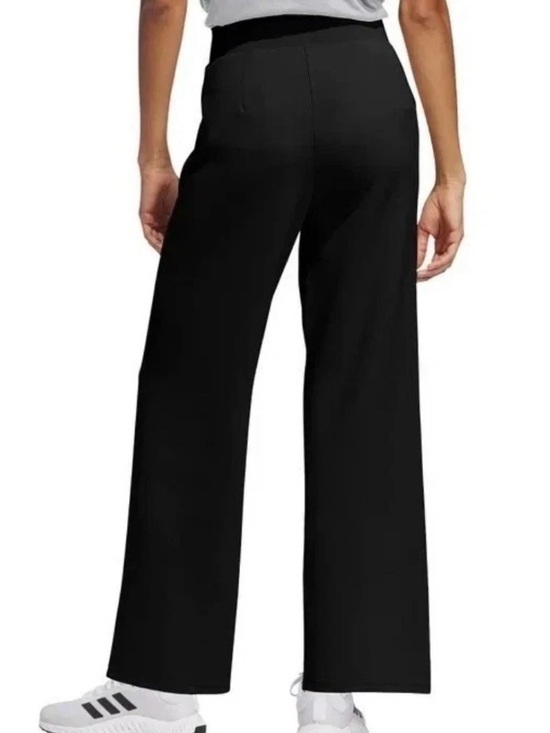 adidas Pants - adidas Womens Black Wide-Leg Pull On Activewear Pants M Elastic Waist High Rise